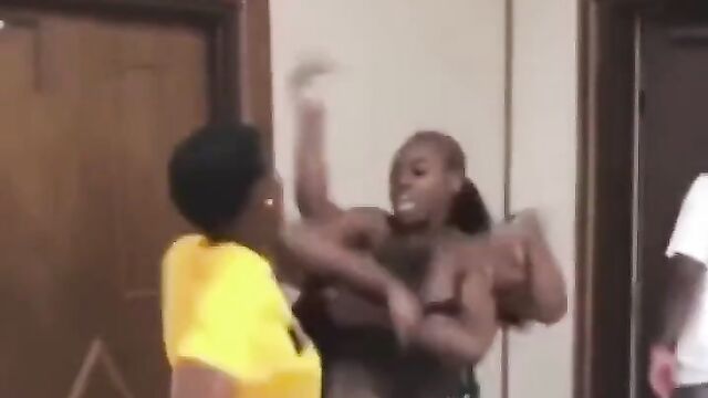 Ass out as girl gets stripped during public fight
