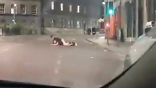 Drunk White Couple Caught Having Doggy Style Sex On The Road In Public - 1 image
