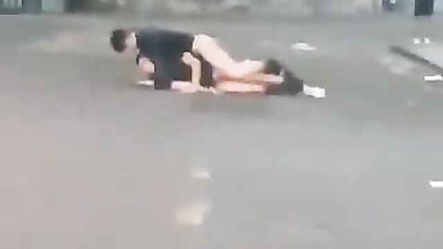 Drunk White Couple Caught Having Doggy Style Sex On The Road In Public