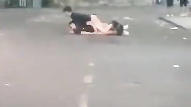 Drunk White Couple Caught Having Doggy Style Sex On The Road In Public - 3 image