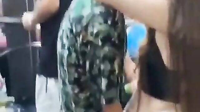 Chinese Guy Fingering Girlfriend In Public - 1 image