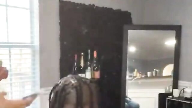 Woman Doing Hair Naked In Public