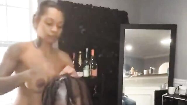 Woman Doing Hair Naked In Public - 5 image