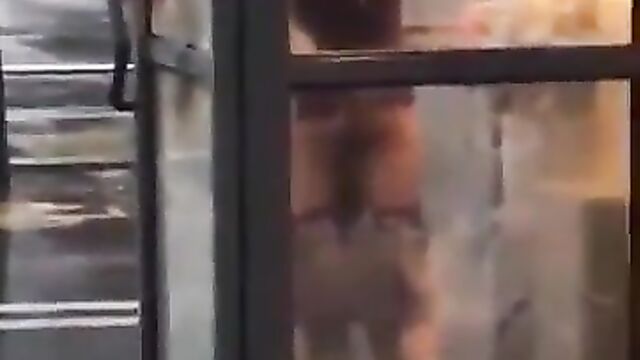 Couple Caught Having Doggy Style Sex In Phone Booth In Public - 5 image