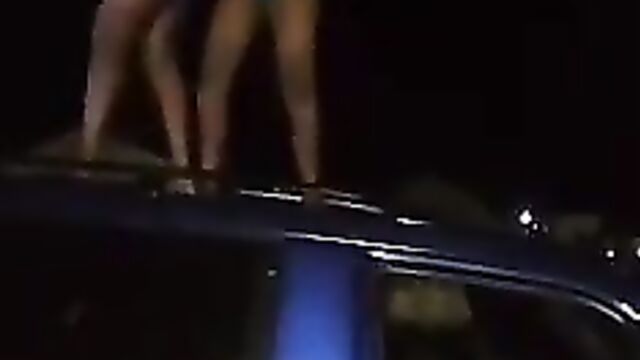 Pussy And Ass Exposed As Mzansi Girls Strip And Dance Naked On A Car Roof Outside A Nightclub In Public - 3 image