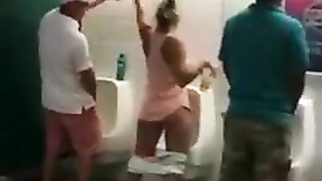 Drunk Woman With Big Ass Caught Pissing In Men's Toilet (Full Video 18+) - 3 image