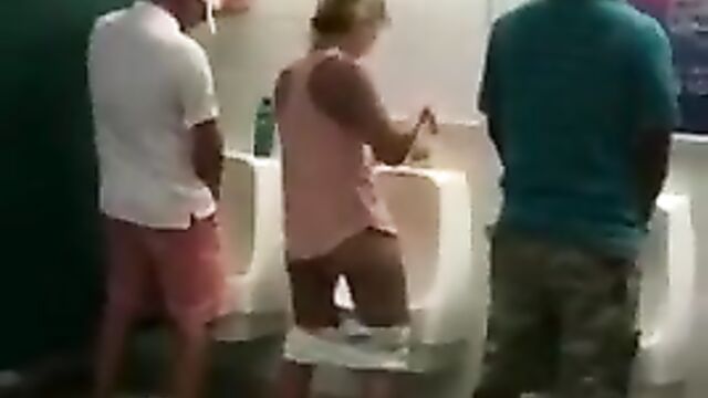 Drunk Woman With Big Ass Caught Pissing In Men's Toilet (Full Video 18+) - 4 image