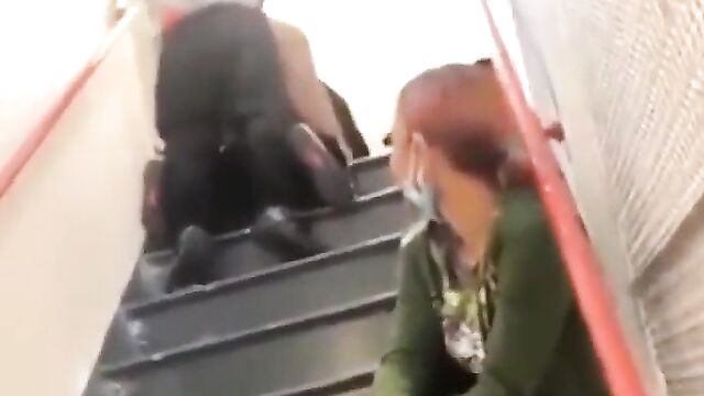 Couple Caught Having Doggy Style Sex On The Staircase In Public