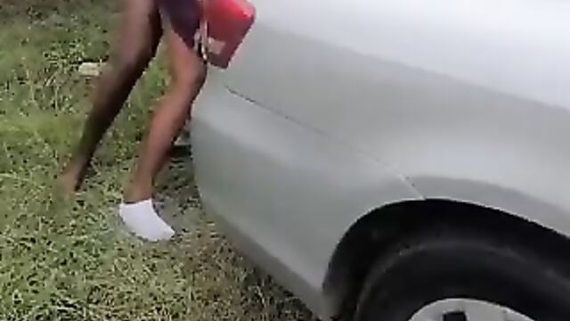 Crazy Couple Caught Having Doggy Style Sex On A Car Trunk In The Bush In Public - 1 image