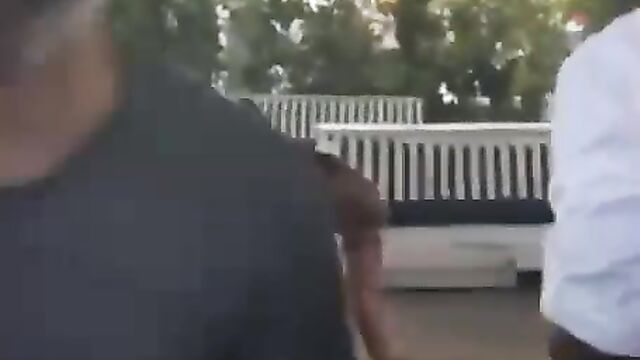 Crazy chick masturbating in a public outdoor location and asked to leave! - 5 image