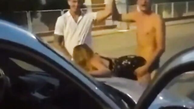 Crazy White Guys Caught Having Threesome Sex On The Roadside In Public - 5 image