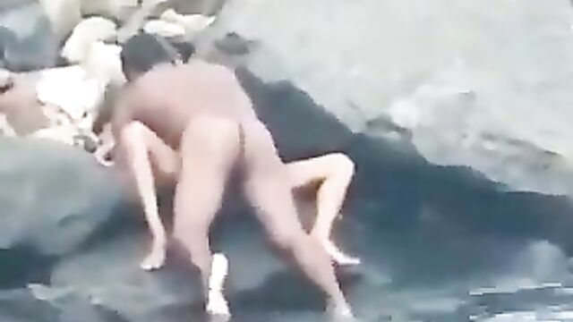 Naked Couple Caught Having Sex By The Seaside In Public
