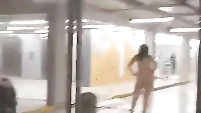 Naked Woman With Small Breasts Caught Harassing Travelers In Public In Airport - 4 image