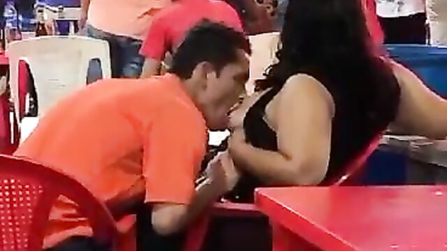 Man Sucking Girlfriend's Breasts In Public (Full Video 18+) - 1 image