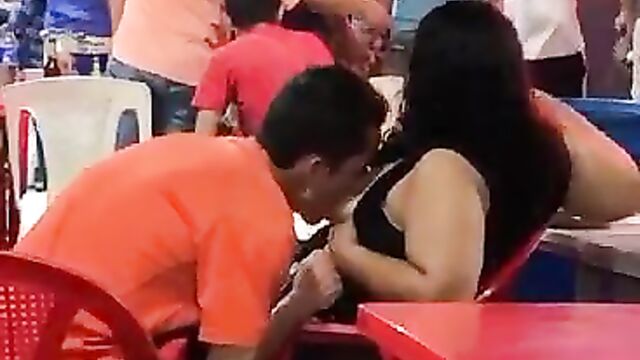 Man Sucking Girlfriend's Breasts In Public (Full Video 18+)