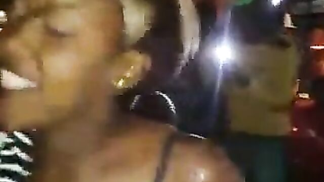 Naked African Girls Showing Their Pussy And Ass In Public At A Party - 1 image