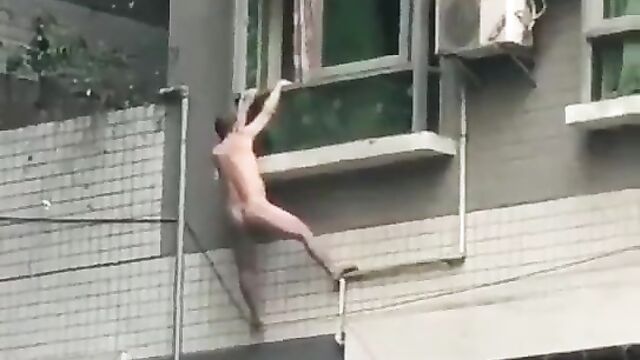 Naked man falls from storey building after getting caught cheating