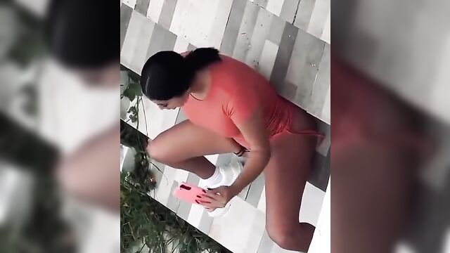 Stunning Girl Caught Fingering Herself In Public And Making Video Of Her Pussy And Sex Tape - 1 image