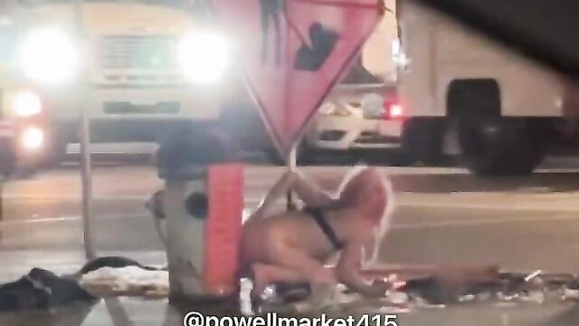 Naked Woman Caught Washing Her Pussy And Ass In Public By Fire Hydrant