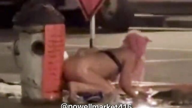 Naked Woman Caught Washing Her Pussy And Ass In Public By Fire Hydrant - 4 image