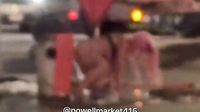 Naked Woman Caught Washing Her Pussy And Ass In Public By Fire Hydrant - 5 image
