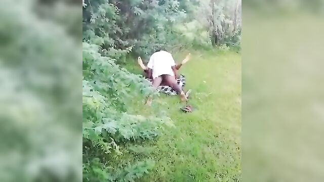 Neighbor Caught Having Sex With Busty Housewife In The Bush In Public - 2 image