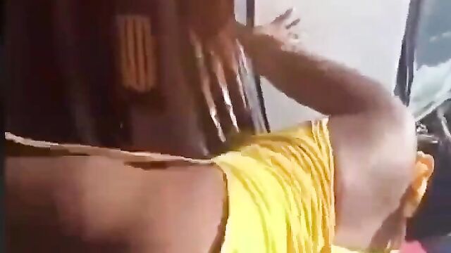 Naked Ass And Pussy Exposed In Public As 2 Mzansi Girls Push Sugar Daddy's Car After Fucking In A Hotel - 4 image