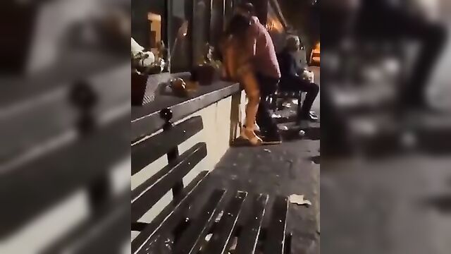 Horny Couple Caught Fucking In Public At Night - 5 image