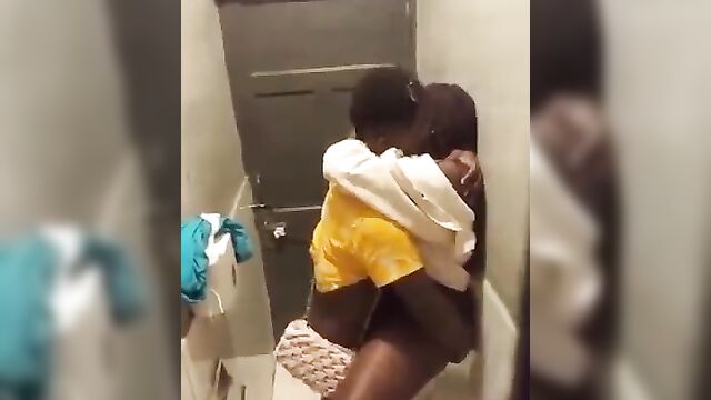 Black Couple Caught Having Hot Sex In The Toilet - 1 image
