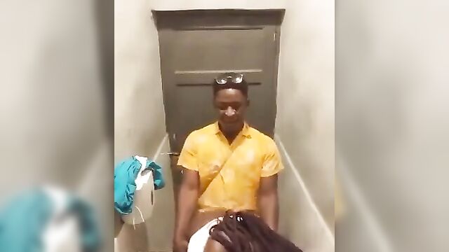 Black Couple Caught Having Hot Sex In The Toilet - 4 image