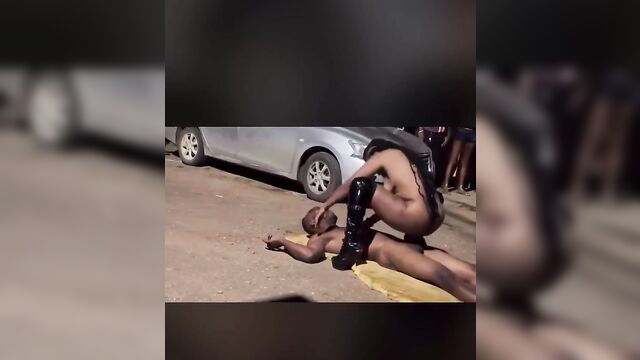 Naked Ebony Couple Having Sex In Public - 2 image