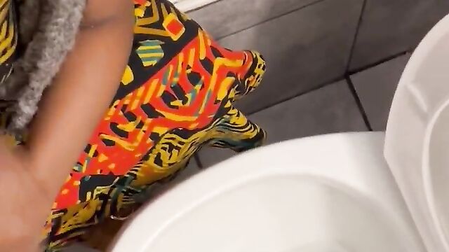 Crazy Girl Sucking Dick While The Man Is Urinating In The Toilet - 1 image