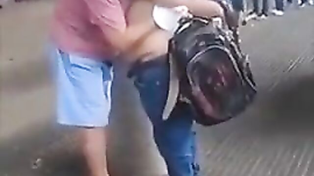 Sucking Breasts In A Bus Station In Public - 3 image