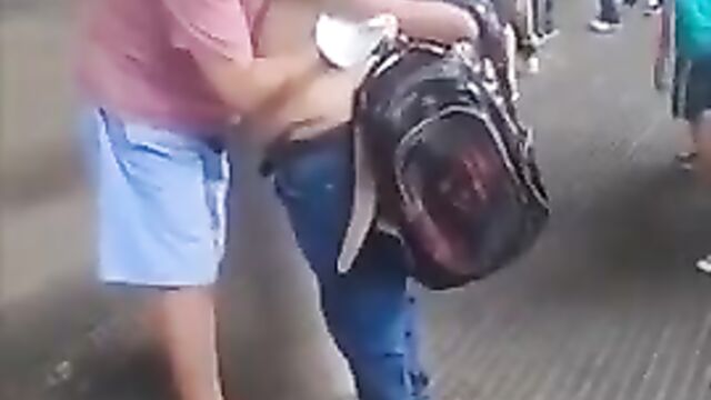 Sucking Breasts In A Bus Station In Public - 5 image