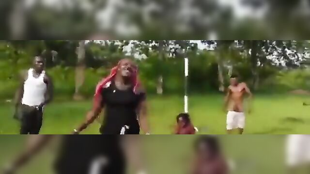 Naked Ebony Couple Caught Having Sex On Grass In Public - 5 image