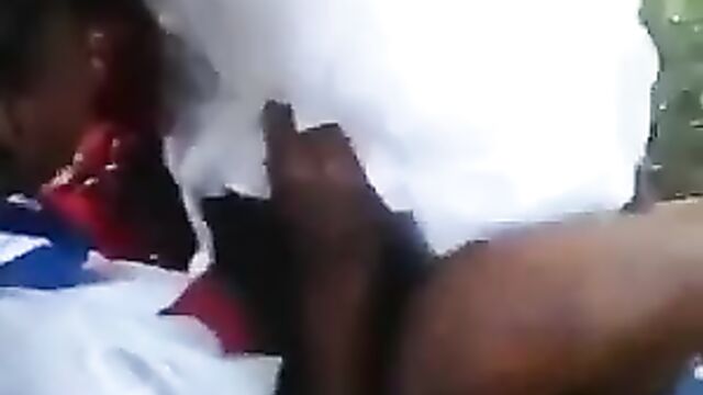 2 Students In Uniform Caught Having Sex In The Bush In Public - 5 image