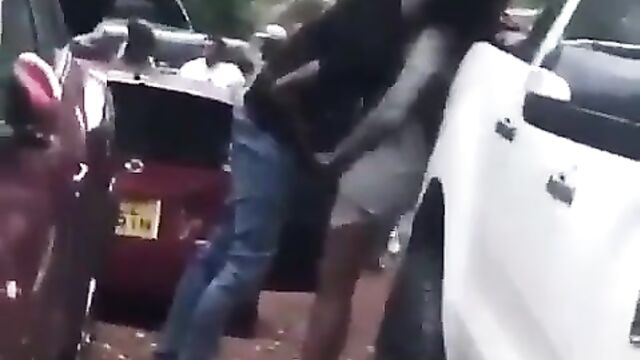 Guy Fingering His Girlfriend In A Car Park In Public - 3 image