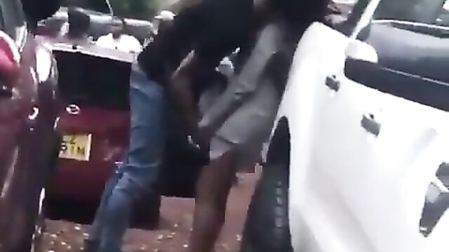 Guy Fingering His Girlfriend In A Car Park In Public - 5 image