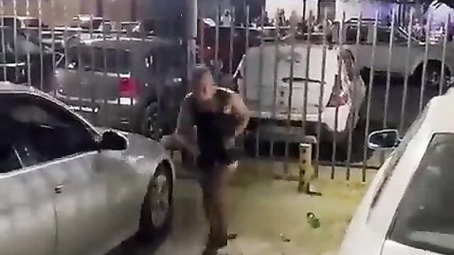 Drunk woman showing pussy and ass in public outside a South African club - 1 image