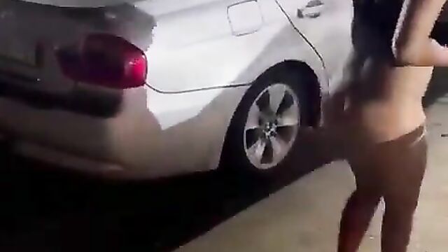 Drunk woman showing pussy and ass in public outside a South African club - 3 image