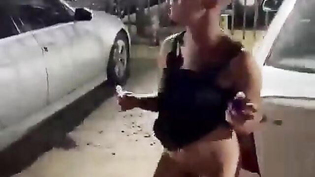 Drunk woman showing pussy and ass in public outside a South African club - 4 image