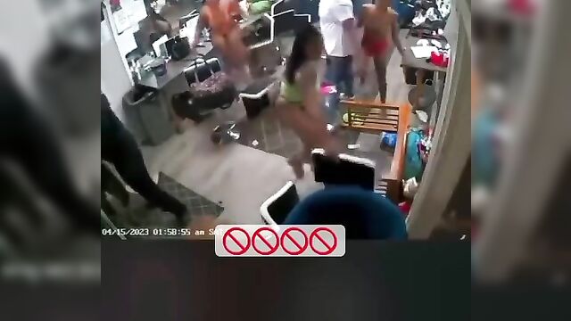 Naked Strippers Caught Fighting Over A Man In Public IPcam - 4 image