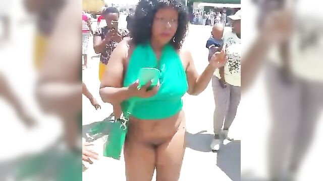Ebony Whore Walking Around With Pussy And Ass Exposed In Public - 3 image