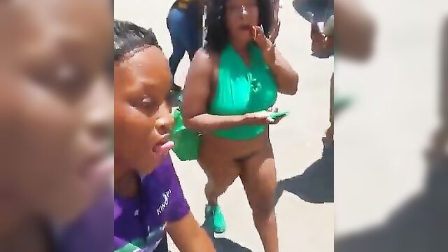 Ebony Whore Walking Around With Pussy And Ass Exposed In Public - 4 image