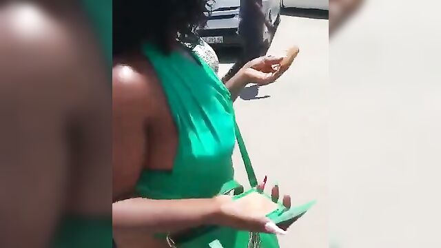 Ebony Whore Walking Around With Pussy And Ass Exposed In Public - 5 image