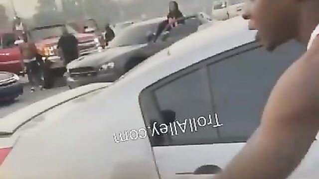 Two whores fighting over a man with vagina and breasts exposed - 2 image