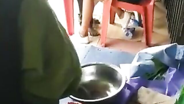 Lady masturbating her boyfriend in a public restaurant in front of a crowd! - 1 image