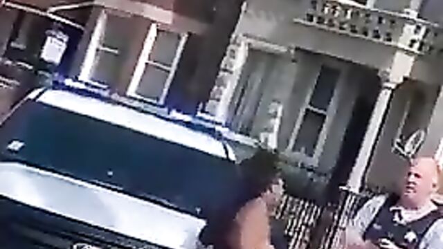 Naked woman with big boobs caught stealing police car in public in Chicago, Illinois, USA - 1 image