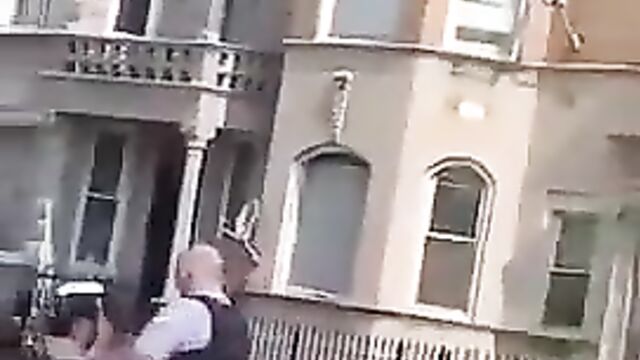 Naked woman with big boobs caught stealing police car in public in Chicago, Illinois, USA