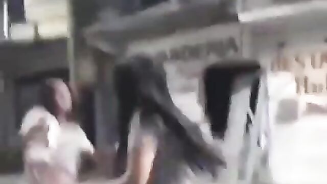 Dog exposes girl’s ass in public as she fights her boyfriend’s side chick on the street - 1 image